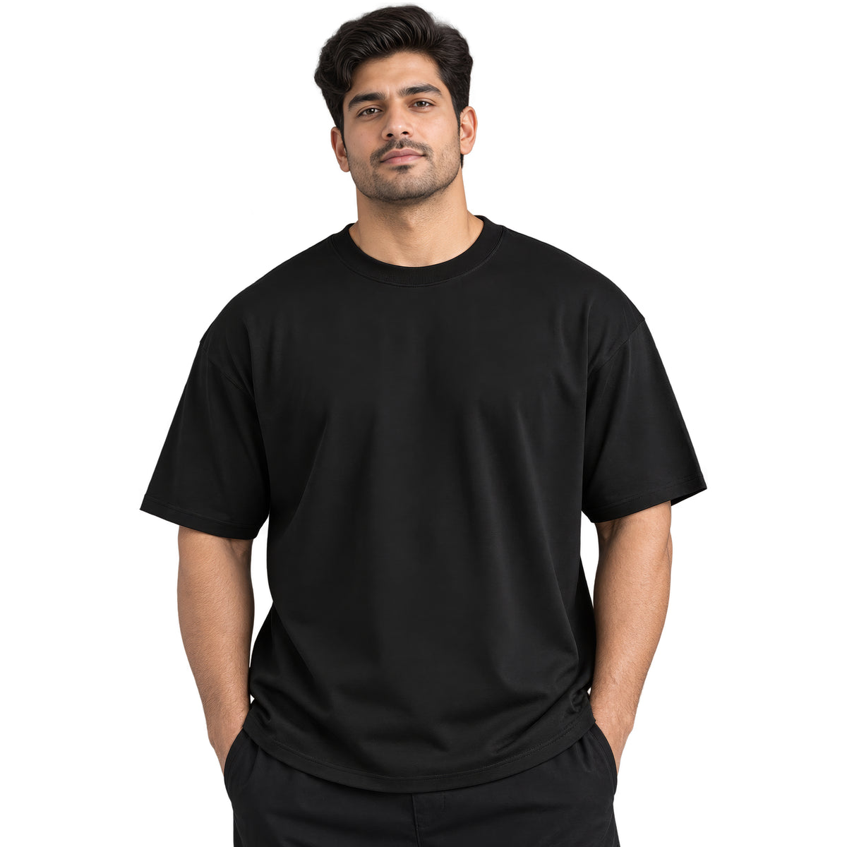 HOUSE OF RYVEN Men's 240 GSM Oversized Solid Half Sleeve Cotton T-Shirt | Relaxed Fit | Breathable Casual Wear | Available in Plus Sizes