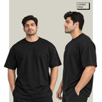 HOUSE OF RYVEN Men's 240 GSM Oversized Solid Half Sleeve Cotton T-Shirt | Relaxed Fit | Breathable Casual Wear | Available in Plus Sizes | Pack of 2