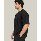 HOUSE OF RYVEN Men's 240 GSM Oversized Solid Half Sleeve Cotton T-Shirt | Relaxed Fit | Breathable Casual Wear | Available in Plus Sizes