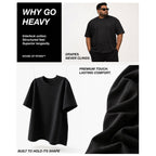 HOUSE OF RYVEN Men's 240 GSM Oversized Solid Half Sleeve Cotton T-Shirt | Relaxed Fit | Breathable Casual Wear | Available in Plus Sizes