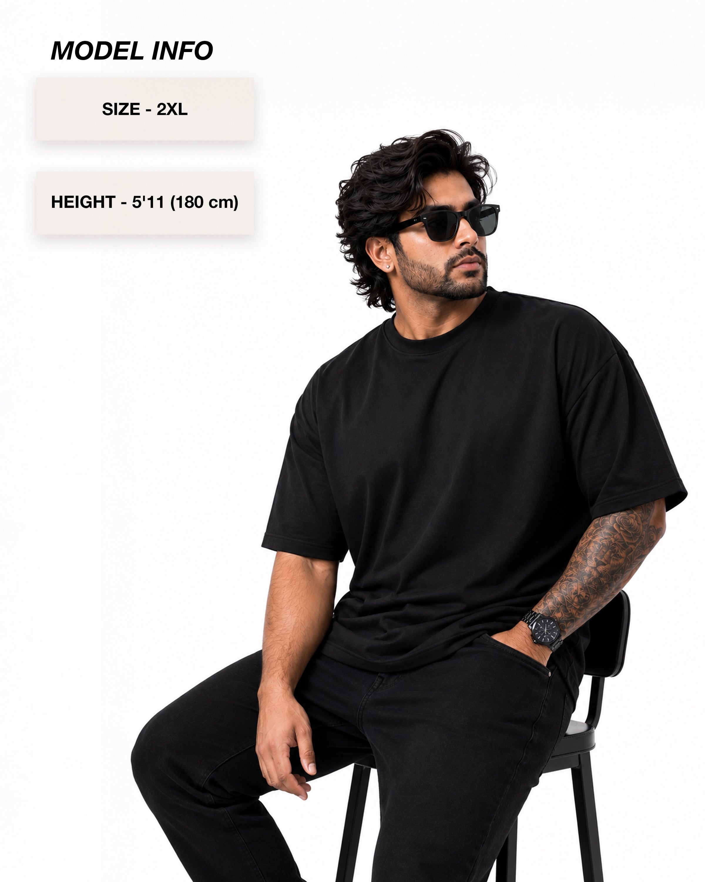 Premium Heavyweight Relaxed Fit T-Shirt – Black – 240 GSM Interlock Compact Cotton – M–5XL