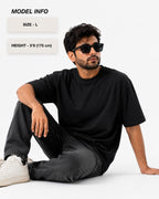 Premium Heavyweight Relaxed Fit T-Shirt – Black – 240 GSM Interlock Compact Cotton – M–5XL
