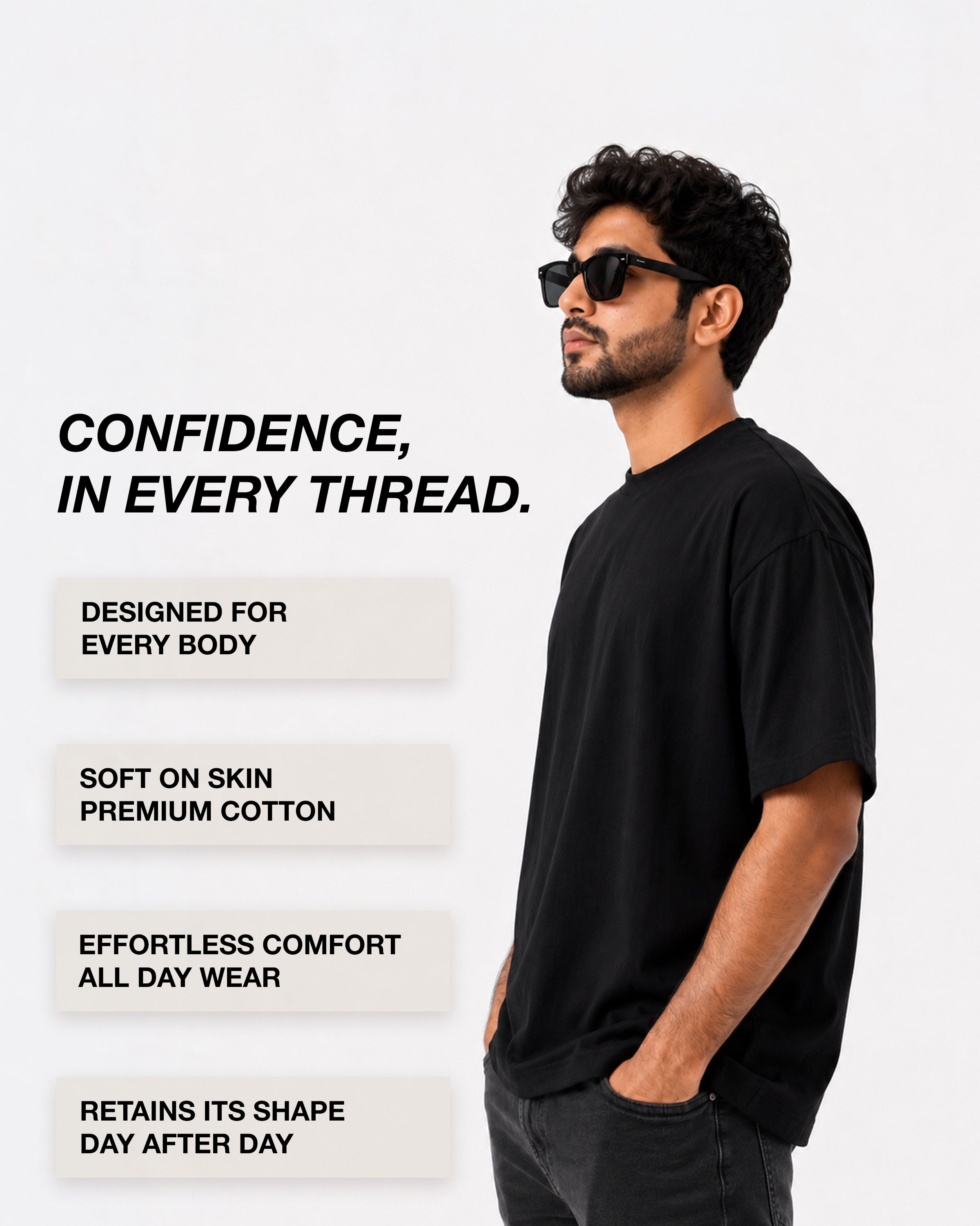 Premium Heavyweight Relaxed Fit T-Shirt – Black – 240 GSM Interlock Compact Cotton – M–5XL