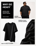 Premium Heavyweight Relaxed Fit T-Shirt – Black – 240 GSM Interlock Compact Cotton – M–5XL
