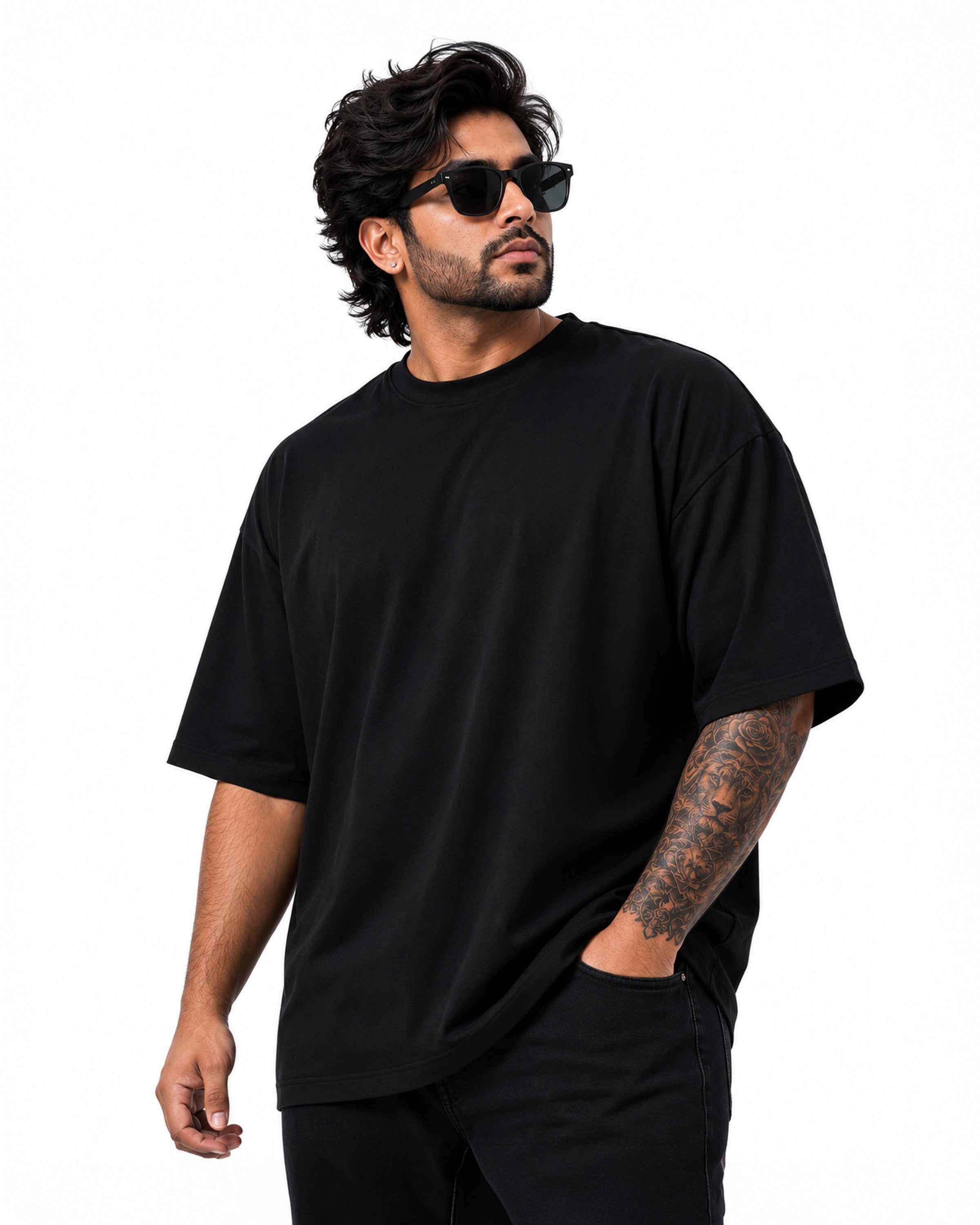 Premium Heavyweight Relaxed Fit T-Shirt – Black – 240 GSM Interlock Compact Cotton – M–5XL