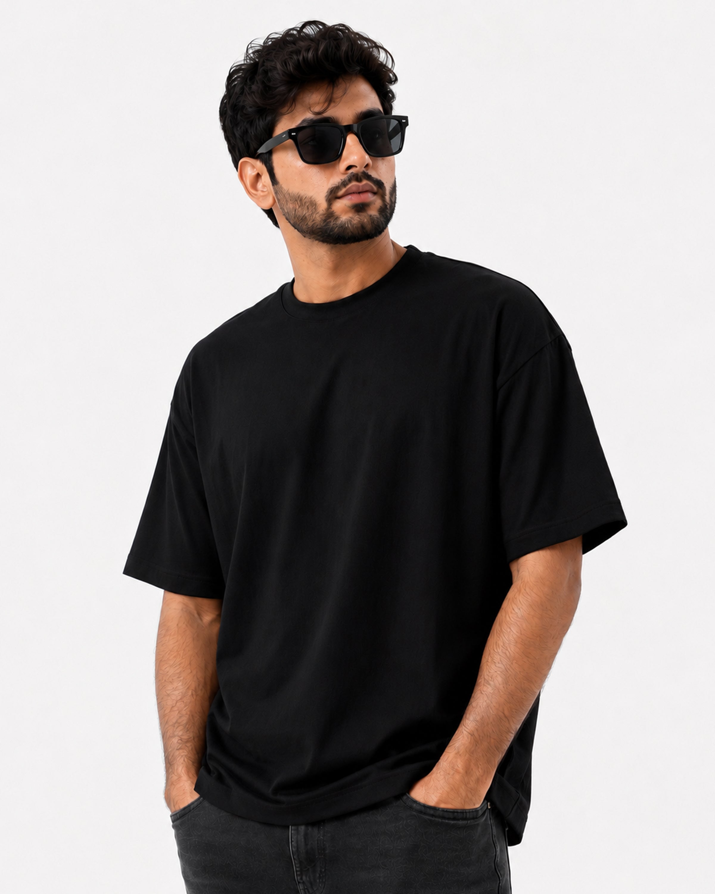 Premium Heavyweight Relaxed Fit T-Shirt – Black – 240 GSM Interlock Compact Cotton – M–5XL