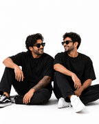 Pack of 2 Premium Heavyweight Relaxed Fit T-Shirts – Black – 240 GSM Interlock Compact Cotton – M–5XL