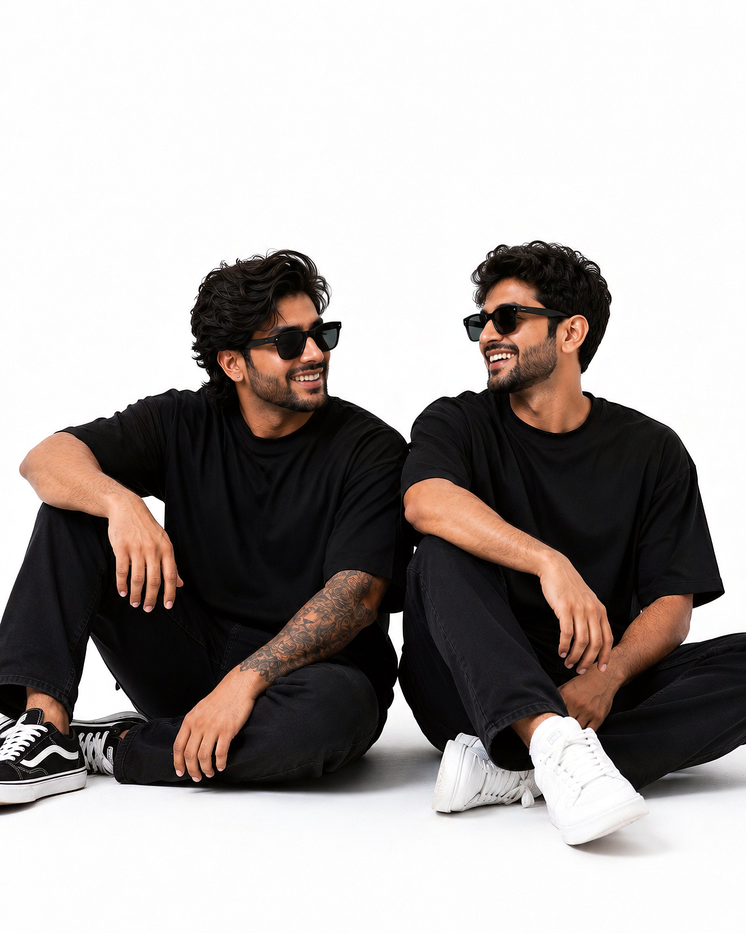 Pack of 2 Premium Heavyweight Relaxed Fit T-Shirts – Black – 240 GSM Interlock Compact Cotton – M–5XL