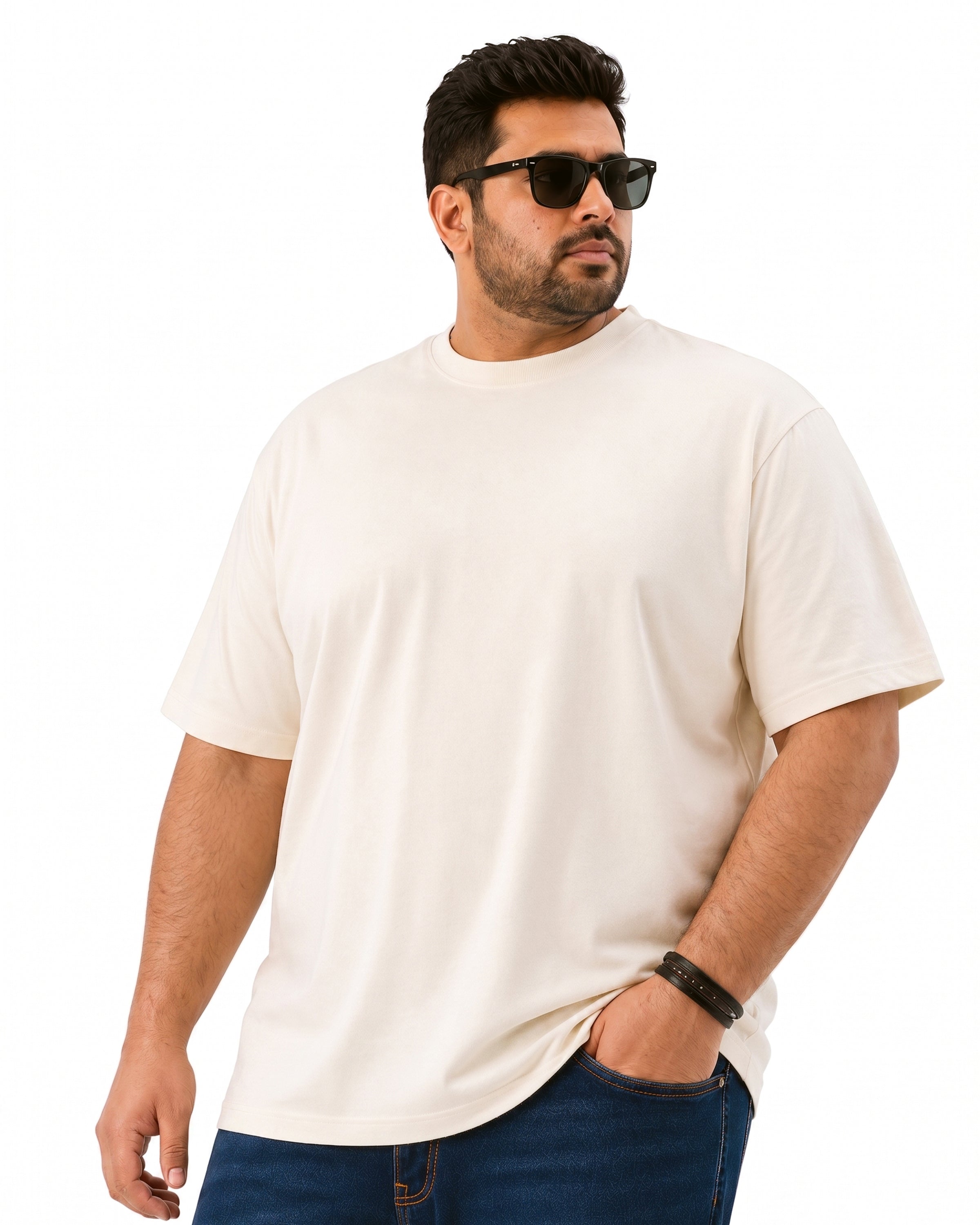 Premium Heavyweight Relaxed Fit T-Shirt – Off White – 240 GSM Interlock Compact Cotton – M–5XL
