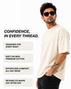 Premium Heavyweight Relaxed Fit T-Shirt – Off White – 240 GSM Interlock Compact Cotton – M–5XL
